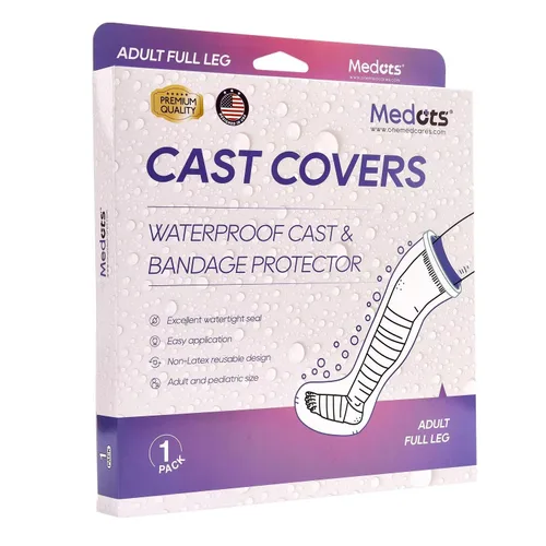 Vista 8 de Protector de pierna completa azul para adultos, reutilizable, 100% impermeable, para ducha, sellado hermético para piernas completas, mantiene