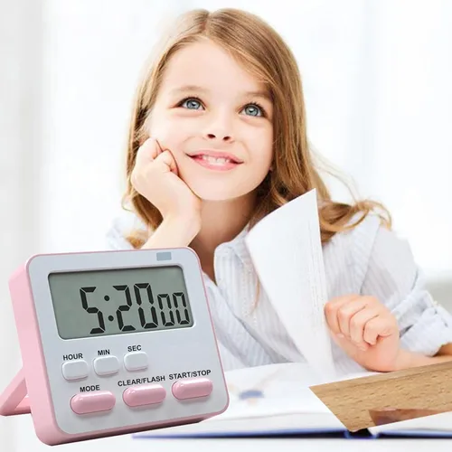 Vista 6 de Reloj temporizador magnético digital – Pantalla LCD grande con alarma fuerte, modo de flash silencioso, cronómetro y cuenta regresiva para estudio