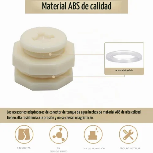 Vista 3 de Adaptador de conector de tanque de agua de plástico ABS de 1 pulgada, adaptador de conector de tanque de agua con tapones para barril de lluvia al