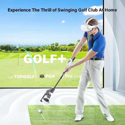 Vista 6 de KPNEOL VR Golf Club for Oculus Quest 2, with Real Golf Grip, VR Golf Club Handle Extension Accessory Enhance Immersive VR Game Experience, Purple