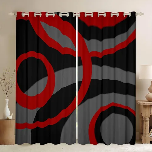 Vista 19 de Feelyou Cortinas de videojuegos negro y gris para niños, dormitorio, música, audífonos, notas, cortinas de ventana, para niños, adolescentes