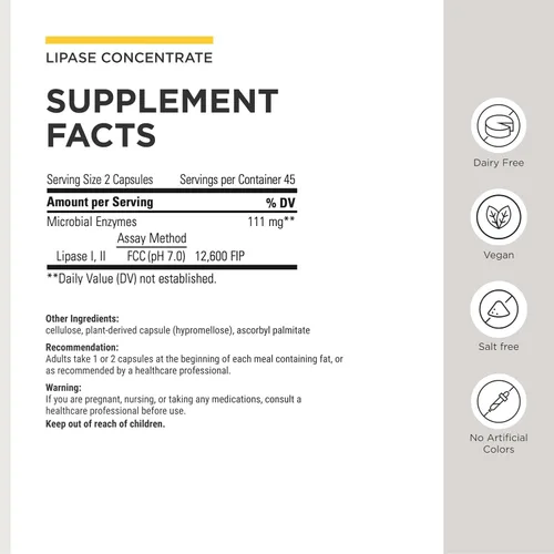 Vista 10 de Integrative Therapeutics - Concentrado de Lipasa HP: Suplemento de Enzimas para la Digestión de Grasas - Absorción de Nutrientes y Apoyo a la Salud