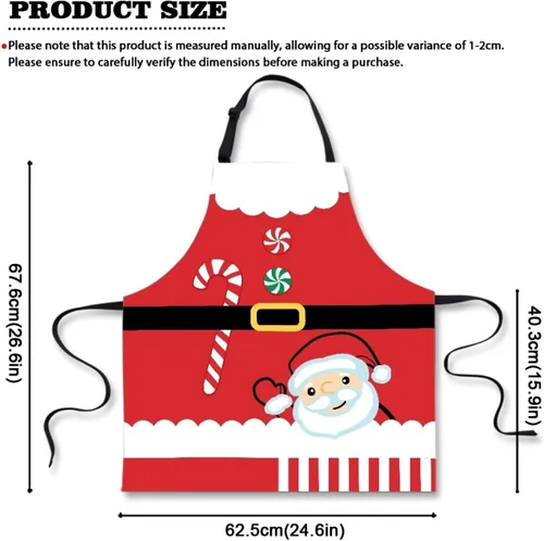 Vista 5 de Dreaweet Delantal de cocina unisex con cuello ajustable de Navidad Bonito Papá Noel.