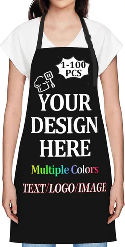 Vista 10 de Custom Apron 1-100 PCS For Men Women with Your Photo Text Logo Personalized Chef & Grilling Aprons For Gifts