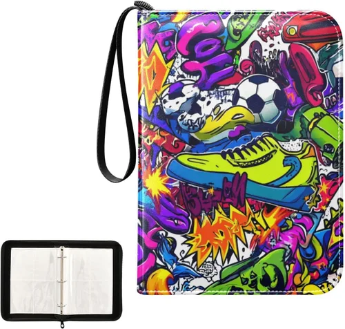 Vista 2 de OTVEE Carpeta de tarjetas con 4 bolsillos, soporte para 400 tarjetas con 50 mangas, carpeta de colección de tarjetas, soporte para libros de béisbol