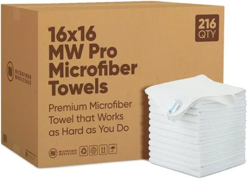 Vista 14 de Microfiber Wholesale Toallas de microfibra Pro Multi Surface de 16" x 16" a granel Caja: 216 Cantidad (negro)