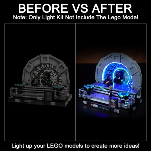 Vista 2 de Kit de luz mejorado para compatible con Lego Emperor's Throne Room Diorama Juego de construcción, decoración de luces compatible con Lego 75352