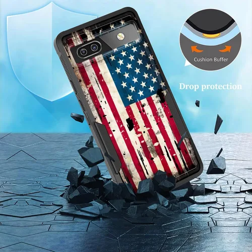 Vista 32 de Funda para Pixel 6A, funda protectora híbrida de doble capa resistente a prueba de golpes de policarbonato duro de silicona suave TPU para Google