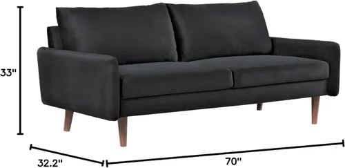Vista 2 de Container Furniture Direct Kent - Sofá de terciopelo para salas de estar modernas y espacios compactos, cómodo sofá de 3 plazas, muebles de estudio