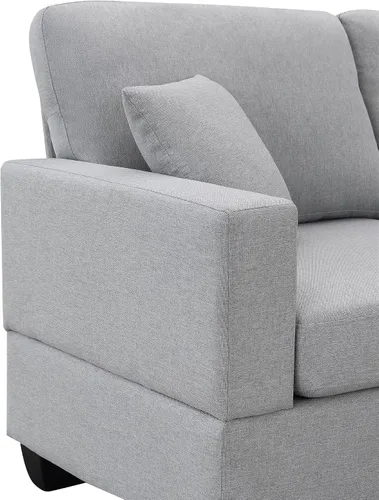 Vista 115 de Quarte Sofá seccional en forma de U, sofá modular con dos asientos individuales, dos sillas, combinación de bricolaje, tela de hilo en bucle Beige/5