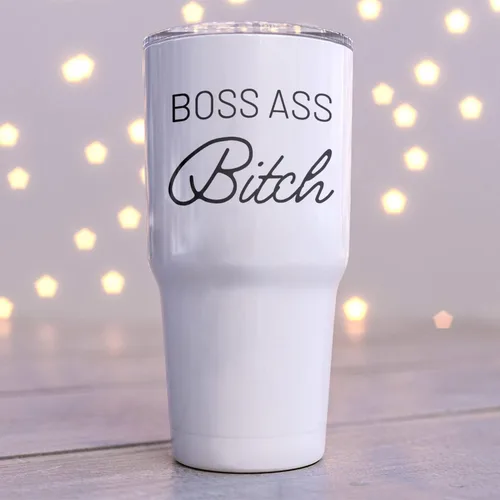 Vista 4 de Boss Ass Bitch - Vaso de viaje de acero inoxidable de 30 onzas, regalo de empoderamiento para mujeres, vaso de café aislado