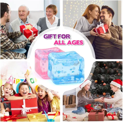 Vista 7 de Chridark Cubo de Hielo Juguete Fidget para Todas las Edades: Pack de 2 Juguetes Sensoriales Squishy Fidget, Bolas de Estrés Cuadradas, Premios