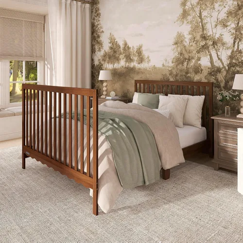 Vista 7 de Dream On Me Synergy Wave 5-in-1 Convertible Full Size Baby Crib, Walnut
