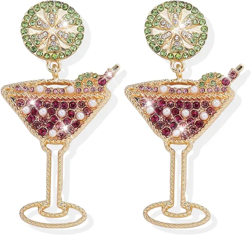 Vista 17 de Regalos de tequila para mujer, aretes de Margarita, aretes de tequila, aretes de vacaciones para mujer, aretes de champán para mujer, regalos