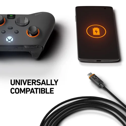 Vista 2 de SCUF Braided USB-C Cable - Black 6 feet 2 Meters USB Type C Connection and Charging for Xbox Controllers, PS5 Controllers, and Smart Phones - Xbox