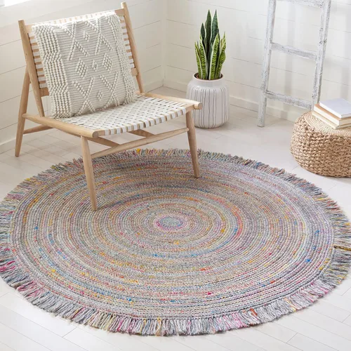 Vista 6 de SAFAVIEH Colección trenzada BRD275Z - Alfombra redonda de 4 pies, color negro/marfil, hecha a mano para entrada, vestíbulo, sala de estar