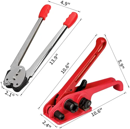 Vista 2 de Kit de flejado de embalaje de paletas, manual de servicio pesado 4 en 1 PET/PP Herramientas de flejado manual Juego de máquina de embalaje Tensor