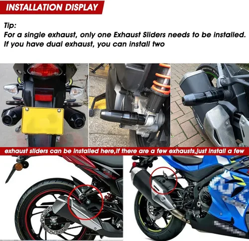 Vista 4 de Universal motocicleta anti caída tubo de escape barra de protección CNC marco de aluminio deslizante para GSXR 125 250 300 600 750 1000 CBR 500 125