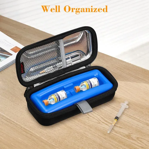 Vista 8 de MEDMAX Estuche enfriador de transporte para viales de insulina, organizador portátil para diabéticos, resistente al agua, funda protectora rígida