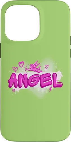 Vista 21 de iPhone 16 Angel y2k Aesthetic 2000s Millennial Nostalgia Pink Graffiti Case