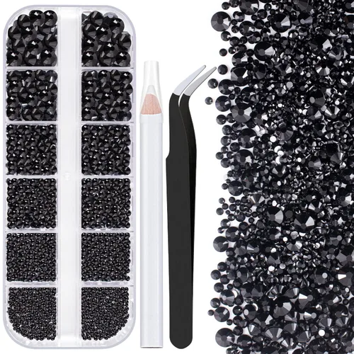 Vista 38 de Dos paquetes de diamantes de imitación de parte trasera plana, 4520 piezas de diamantes de imitación coloridos para arte de uñas, cristal colorido +