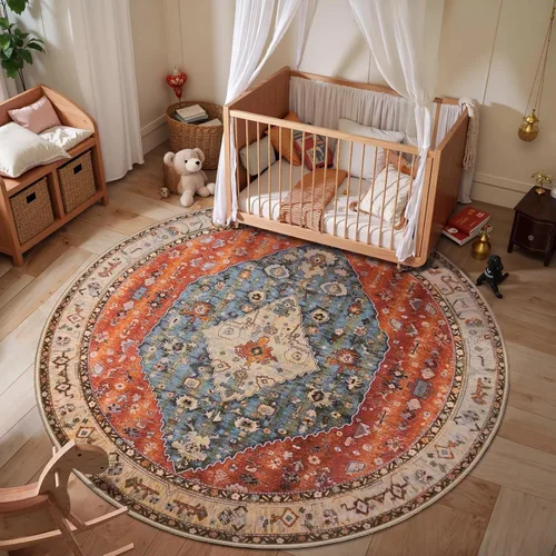 Vista 562 de SERISSA - Tapetes florales vintage, antideslizante, lavable, pequeño, ultrasuave, bohemio, de pelo bajo, para entrada, interiores, habitación