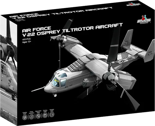 Vista 2 de Apostrophe Games V-22 Osprey Tiltrotor - Juego de bloques de construcción de aviones – 460 piezas de avión para niños mayores de 10 años y adultos