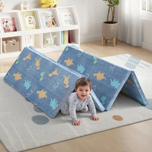 Vista 6 de MeMoreCool Colchón de piso tipo futón para niños, alfombrilla de juego y almohadilla muscular grande de 6x4 pies, colchón de tatami de espuma gruesa