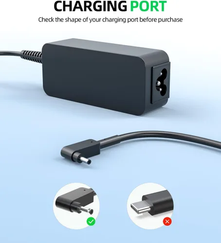 Vista 2 de Cargador de CA Superer de 45 W apto para Acer Aspire N15P6 N19H1 N15P5 N15W9 TravelMate N16Q15 N18P5 Adaptador de cable de alimentación para portátil