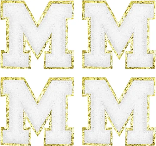 Vista 25 de MECCANIXITY 4 parches de letras de felpilla termo-adhesivas con letras del alfabeto blanco, S de 3 pulgadas de altura para ropa, zapatos, sombreros