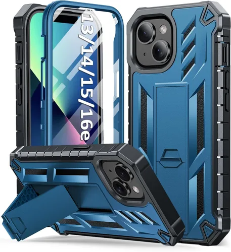 Vista 15 de SOiOS - Funda para iPhone 13, 14 y 15, con protector de pantalla integrado, color negro