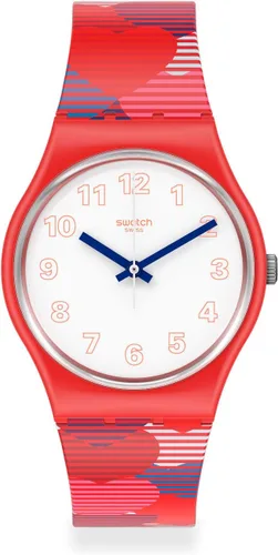 Vista 2 de Swatch Reloj analógico de cuarzo para mujer con correa de silicona GR182, rojo, correa, Rojo -, Correa