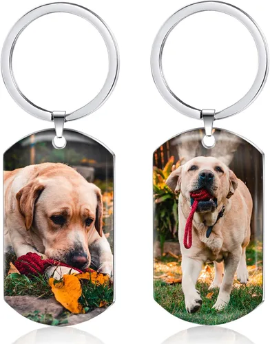 Vista 8 de Funnylife Llavero Conmemorativo Personalizado con Foto de Perro de Acero Inoxidable Llavero Personalizado de Memoria de Mascota Regalos