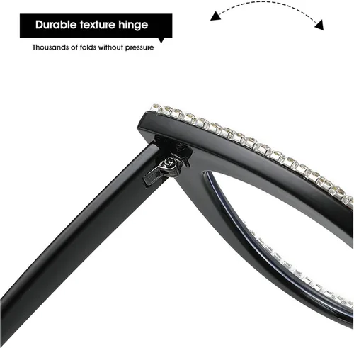 Vista 8 de Gafas de lectura de ojo de gato con diamantes de imitación de lujo para mujer, con bloqueo de luz azul, marco de lentes para computadora