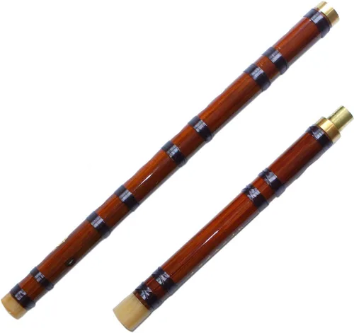 Vista 3 de Flauta de bambú de estilo vintage Instrumento chino Dizi tradicional (clave E)