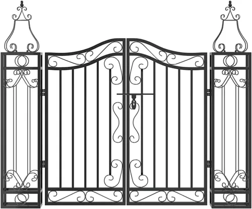 Vista 6 de vidaXL Puerta de jardín negra 47.6"x3.1"x39.4" hierro forjado