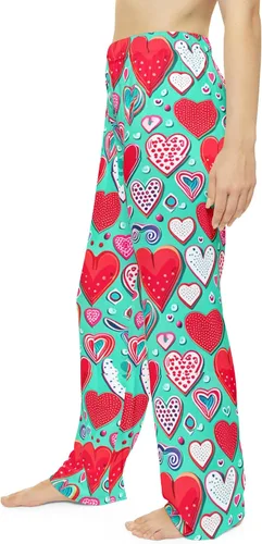 Vista 3 de Pantalones de pijama con corazones turquesa