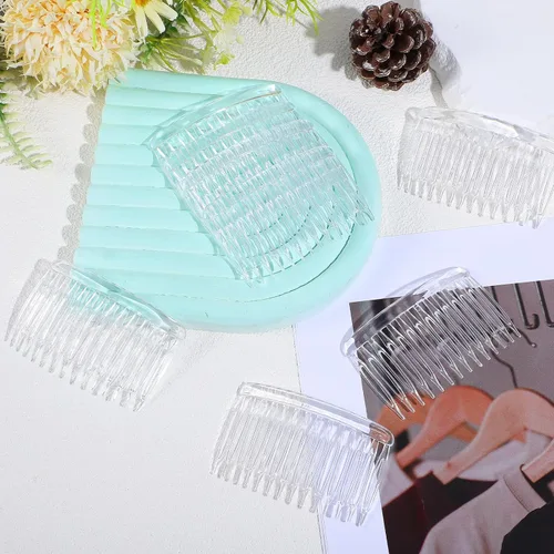Vista 4 de 8 peines de pelo de lado transparente para mujer, clip de peine lateral francés transparente, 14 dientes, peines de velo de novia, clips vintage
