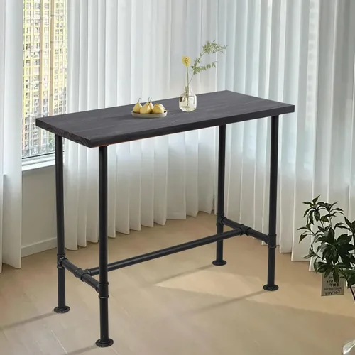 Vista 5 de Mesa de comedor de tubería de diseño industrial DIY, mesa de comedor informal para bar, mesa para computadora portátil, estudio moderno, mesa