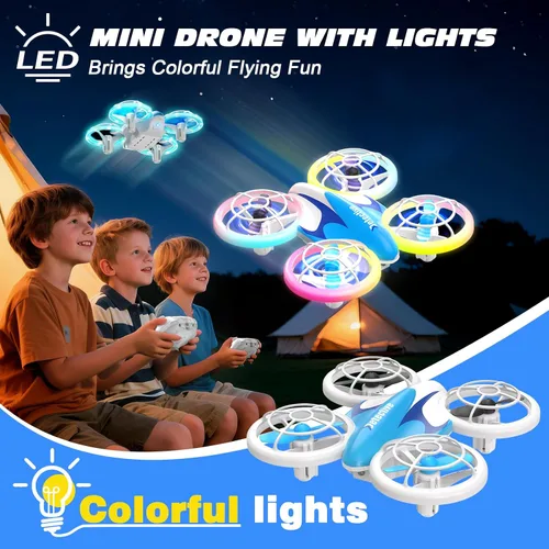 Vista 2 de BlueFire Mini Drone para niños, Drone RC con luces LED y giro de 360° Altitude Hold Drone with One-Key Takeoff/Landing, 2 Speed Modes & Propeller