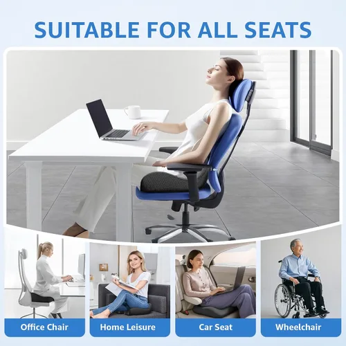 Vista 7 de Sytopia Cojín Extra Grande para Silla de Oficina, 19" x 17" Cojín de Asiento de Espuma Viscoelástica Ergonómica, Alivio de Presión para Dolor