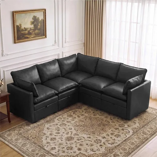 Vista 96 de Otomana cuadrada grande de 27 pulgadas con almacenamiento, reposapiés tapizado moderno con patas antideslizantes para sofá, mesa de café, sala