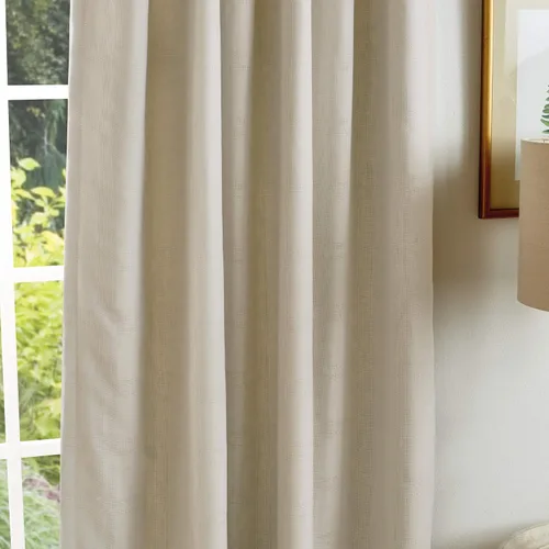 Vista 4 de Martha Stewart Bedford - Par de paneles de cortinas opacas con pestaña trasera, 95 pulgadas, lino