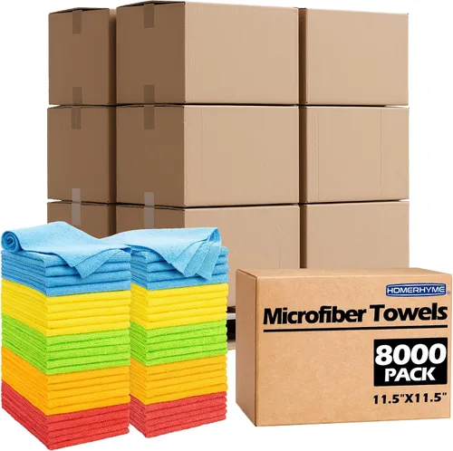 Vista 19 de Toallas de microfibra para automóviles, paquete de 24 paños de limpieza de microfibra, toallas de limpieza de 11.5 x 11.5 pulgadas, absorbentes a