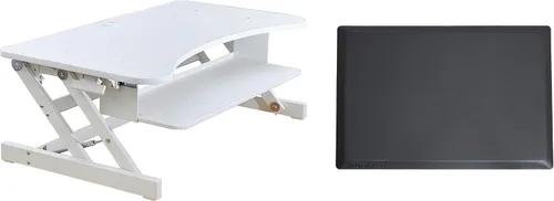 Vista 30 de Rocelco - Convertidor de escritorio para trabajar de pie con altura ajustable de 32 pulgadas - Bandeja retráctil deslizable - Elevador de monitor