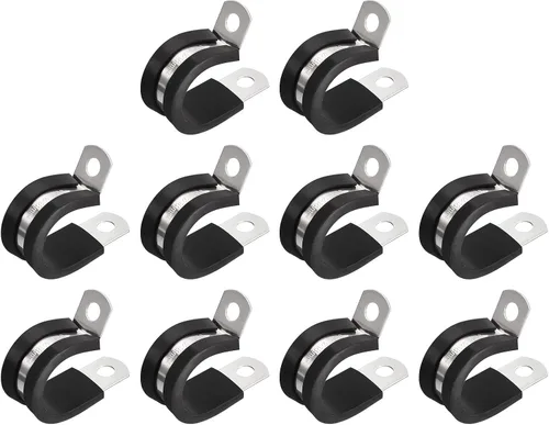 Vista 23 de uxcell Abrazadera de tubo de acero inoxidable en forma de R de 1-1/2 pulgadas (1.496 in) con aislamiento acolchado de goma