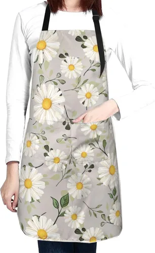 Vista 24 de Waterproof Apron For Adults Chef Bib With 2 Pockets For Kitchen Cooking Baking Garden Crafting Drawing Mujer negra afroamericana