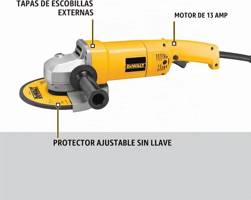 Vista 2 de DEWALT Amoladora angular, 7 pulgadas, 13 amperios, 8,000 RPM, con sistema de expulsión de polvo, con cable (DW840)