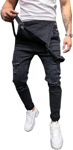 Vista 56 de LONGBIDA - Jardinera de mezclilla para hombre, ajuste entallado, moderno, con bolsillos