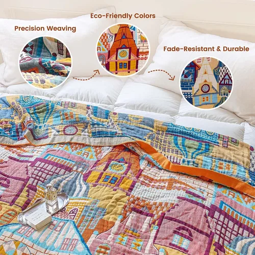 Vista 10 de MSGKV - Manta bohemia/primaveral de algodón para sofá y sala de estar, de gasa acogedora, de 50 x 60 pulgadas 50"x60" Cotton Throw, Woven Bird